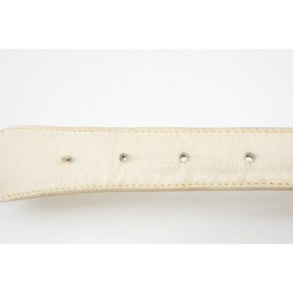 Vintage Gucci White Leather Belt with Red Blue Enamel Round Gold Buckle - Picture 7 of 9